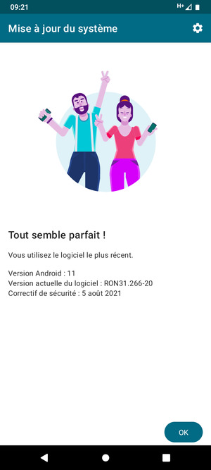 Si votre téléphone est à jour, sélectionnez OK