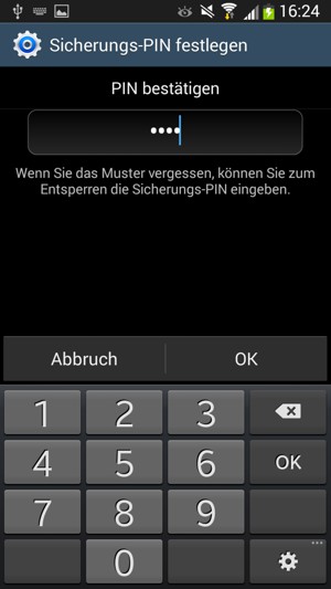 Bestätigen Sie Ihre Sicherungs-PIN und wählen Sie OK