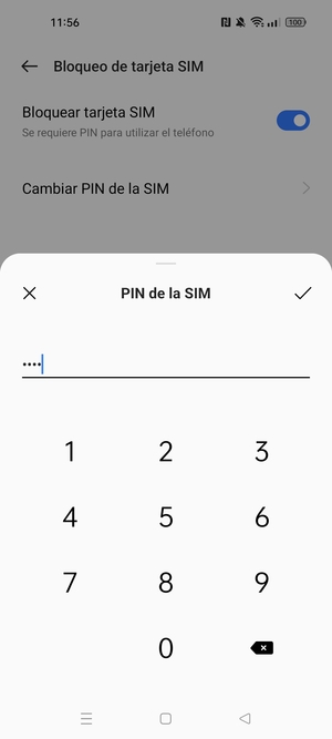 Confirme su nuevo PIN de la tarjeta SIM y seleccione Aceptar