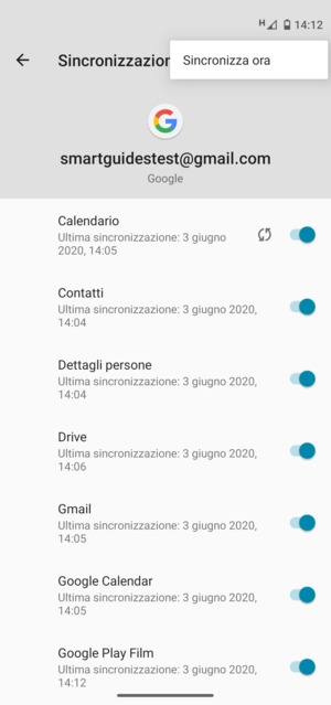 Seleziona Sincronizza ora