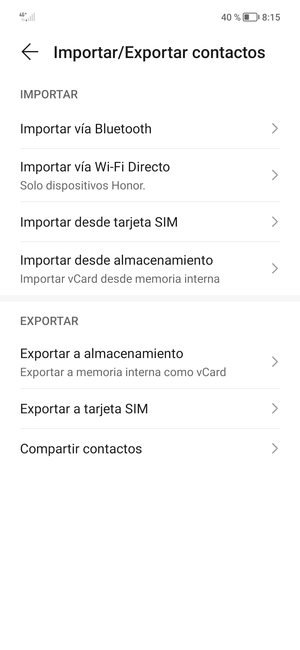 Seleccione Importar desde tarjeta SIM