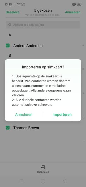 Selecteer Importeren