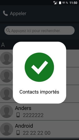 Vos contacts viennent d'être ajoutés à votre Téléphone