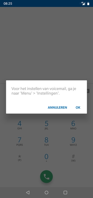 Als uw voicemail niet geïnstalleerd is, selecteert u OK