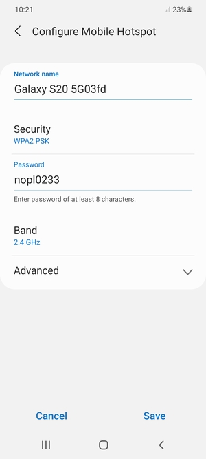 Enter a password of at least 8 characters and select Save