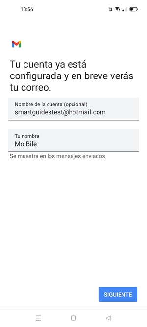 Déle a su cuenta un nombre y escriba su nombre. Seleccione SIGUIENTE