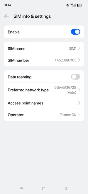 Select Access point names