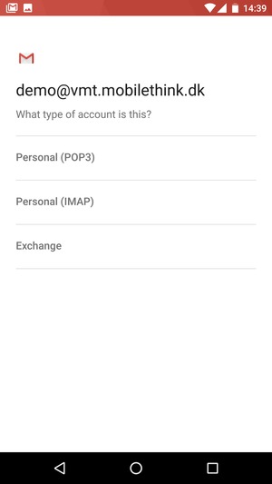 Select Personal (POP3) or Personal (IMAP)