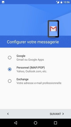 Sélectionnez Personnel (IMAP/POP) puis SUIVANT