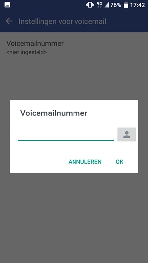 Voer het Voicemailnummer in en selecteer OK
