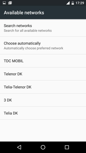 Select a network operator from the list
