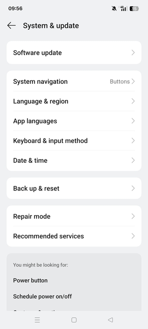 Select Back up and reset