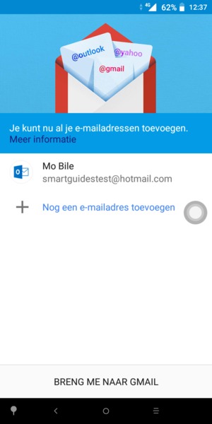 Selecteer BRENG ME NAAR GMAIL