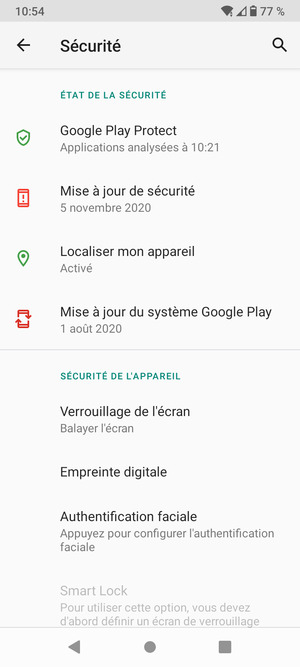 Sélectionnez Verrouillage de l'écran