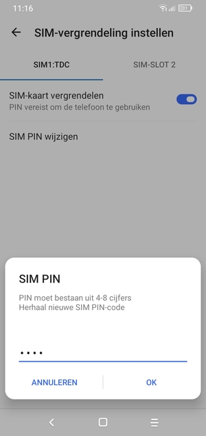 Bevestig uw nieuwe SIM PIN-code en selecteer OK