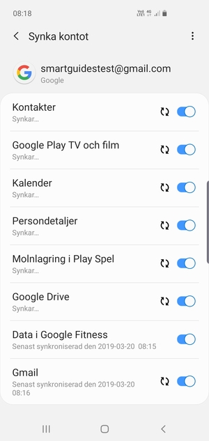 Din information kommer att synkroniseras