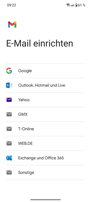 Wählen Sie Outlook, Hotmail und Live
