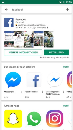 Wählen Sie die App