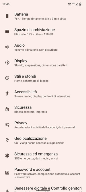 Scorri e seleziona Sicurezza