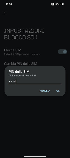 Conferma il nuovo PIN e seleziona OK