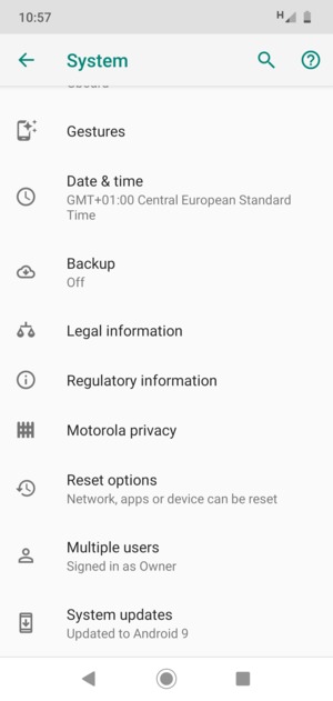 Scroll to and select System updates