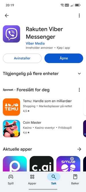 Velg Åpne