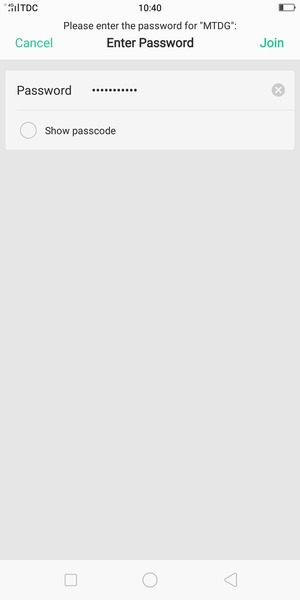 Enter the Wi-Fi Password and select Join