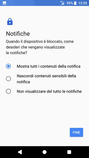 Seleziona la tua opzione preferita e poi FINE