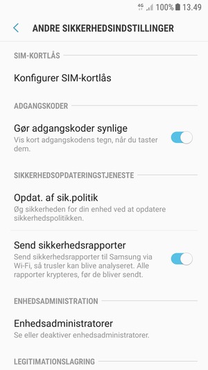 Vælg Konfigurer SIM-kortlås