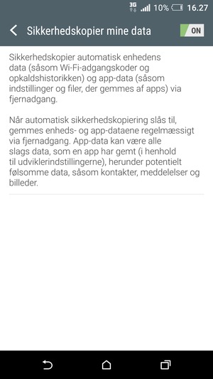 Vælg Tilbage-knappen
