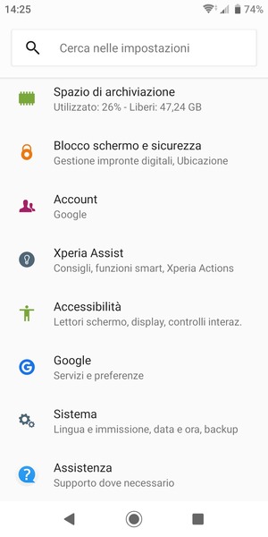 Torna al menu Impostazioni e seleziona Account