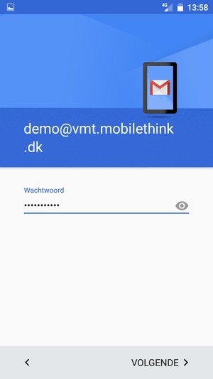 Voer uw wachtwoord in en selecteer VOLGENDE