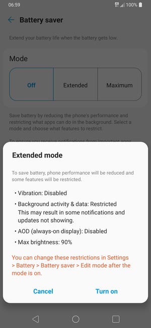 Select Turn on