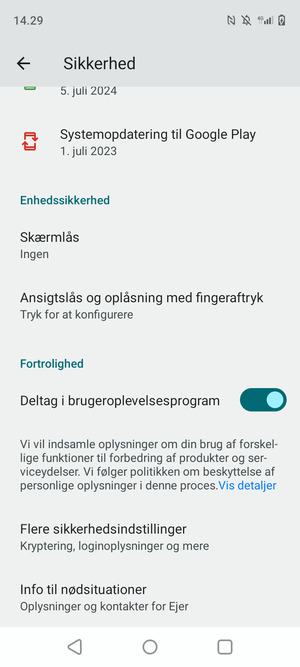 For at ændre PIN-koden til SIM-kortet, gå til Sikkerhed menuen og vælg Flere sikkerhedsindstillinger