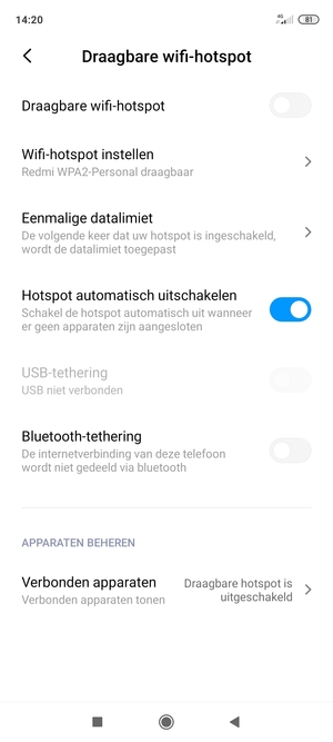 Selecteer Wifi-hotspot instellen