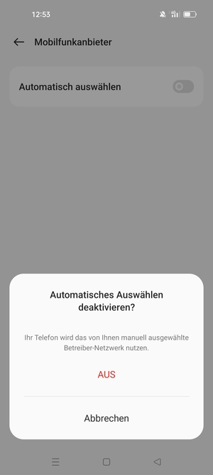 Wählen Sie AUS