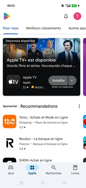 Sélectionnez Rechercher