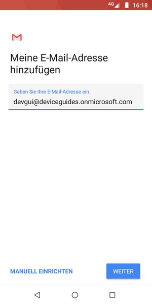 Geben Sie Ihre E-Mail-Adresse ein und wählen Sie MANUELL EINRICHTEN