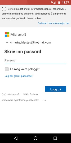 Skriv inn passord og velg Logg på