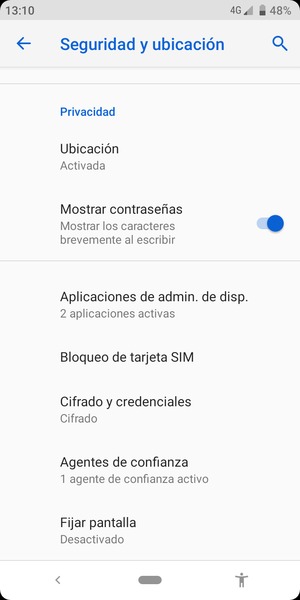 Seleccione Bloqueo de tarjeta SIM