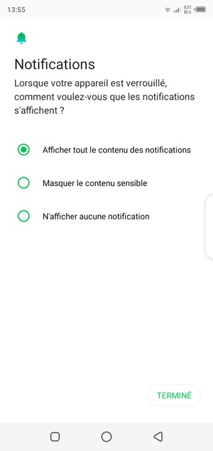 Sélectionnez votre option préférée et sélectionnez TERMINÉ