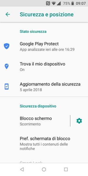 Seleziona Blocco schermo