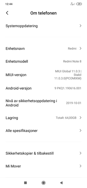 Velg Systemoppdatering
