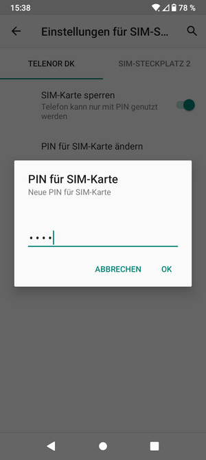 Geben Sie Ihre neue PIN der SIM-Karte ein und wählen Sie OK
