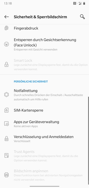 Wählen Sie SIM-Kartensperre