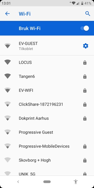 Du er nå koblet til Wi-Fi-nettverket