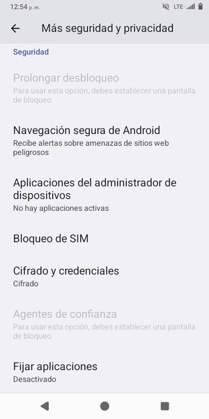 Desplácese y seleccione Bloqueo de SIM