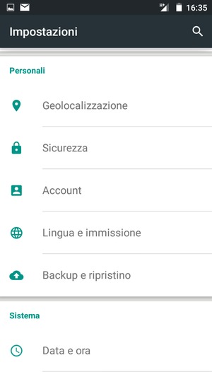Torna al menu Impostazioni e seleziona Account