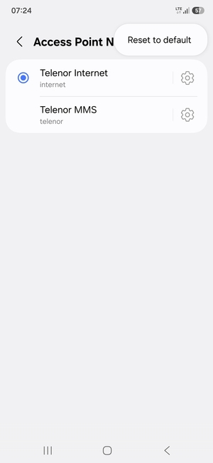 Select Reset to default