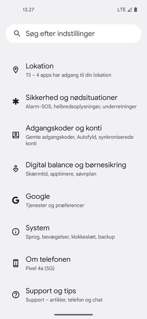 Scroll til og vælg Adgangskoder og konti